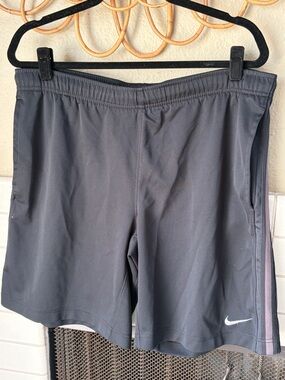 Nike Men's Gray Athletic Shorts with Side Stripe